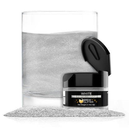 Brew Glitter White Edible Drink Glitter 1x 4g Jar for Cocktails, Beer, & Beverages