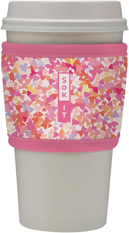 Sok It HotSok Coffee & Tea Reusable Insulated Neoprene Cup Sleeve (Floral Hearts)
