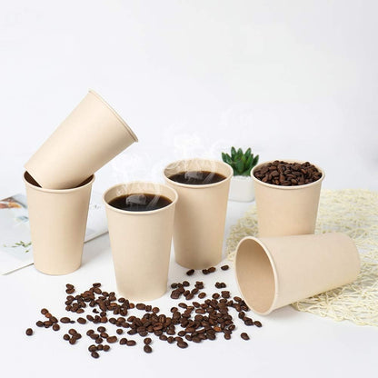 160 Count 15 oz Disposable Coffee Cups Paper Cups, Plant Fiber Cups Brown Hot Cups Hot Tea hot Drink Water cups