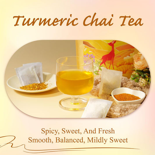 WT WEETEE Turmeric Chai Tea Bags, 2g x 100 Count, Caffeine-Free Turmeric Spiced Chai Tea, Includes Cinnamon, Licorice, Ginger Root, Cardamom, Cloves & More