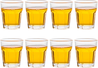 8 Piece Shot Glasses Set 50ML/1.5oz.Small Espresso and LiquorGlasses for Whiskey TequilaVodka, Thick Glass Cups forPotter Style Cocktails Bar Party