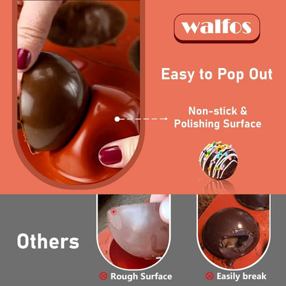 Semi Sphere Silicone Mold, Silicone Chocolate Molds,3 Packs Baking Molds for Making Chocolate, Cake, Jelly, Dome Mousse (6 Cups, 15 Cups and 24 Cups)