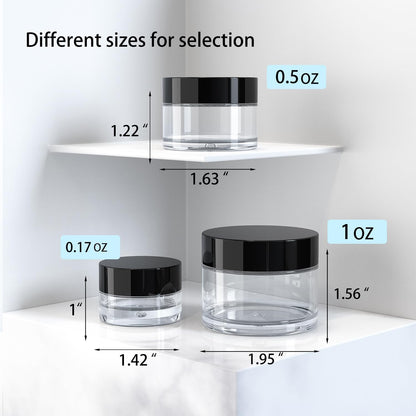 Travel Size Containers for Toiletries, 3 Size 0.17/0.5/1 OZ Small Cosmetic Jars for Makeup Face Creams Moisturizer Lotion, with 2 Pieces Mini Spatulas for Gift (6 Pieces)