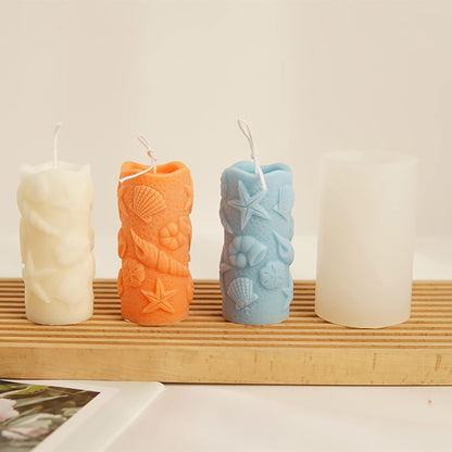 Shell Cylinder Silicone Molds for Resin, Soap & Candle Making - Starfish, Conch, Seafood & More
