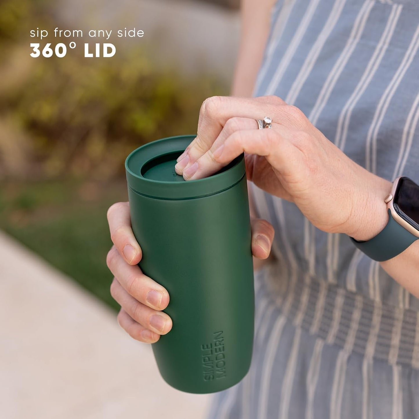 Simple Modern Travel Coffee Mug Tumbler with 360° Lid | Ceramic-Lined Insulated Stainless Steel Cold Brew Iced Coffee Cup Thermos | Gifts for Women Men Her Him | Voyager Signature | 12oz | Forest