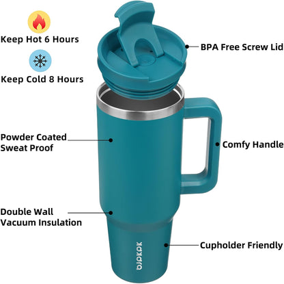BJPKPK Insulated Tumblers With Handle And Straw 40 oz Stainless Steel Tumbler Cups With Lid,Laguna