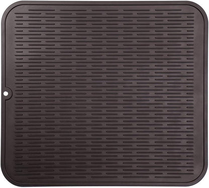 Silicone Dish Drying Mat for Multiple Usage,Easy clean,Eco-friendly,Heat-resistant Silicone Mat for Kitchen Counter or Sink,Refrigerator or Drawer Liner Coffee XL 18 inches x 16 inches