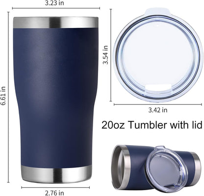 DOMICARE 20oz Tumbler with Lid Stainless Steel Tumblers Bulk, Double Wall Vacuum Insulated Coffee Travel Mug Powder Coated Tumbler, 4 Pack Navy