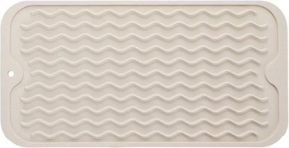 Silicone Dish Drying Mat for Multiple Usage,Easy clean,Eco-friendly,Heat-resistant Silicone Mat for Kitchen Counter or Sink,Refrigerator or Drawer Liner Tapioca S 12 inches x 6 inches