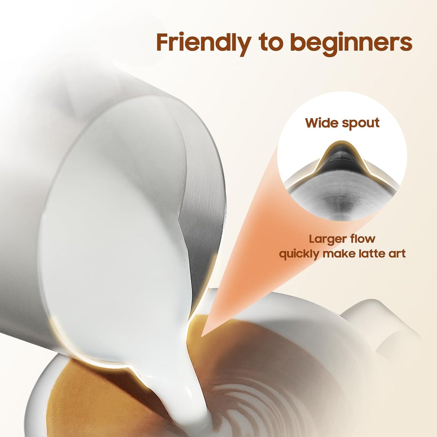 MHW-3BOMBER Milk Frothing Pitcher - 20oz/600ml Milk Frother Cup with U-Shaped Spout - SUS 304 Steaming Pitcher - Cappuccino Latte Art Cup for Barista - Quadrilateral Body - P5183-OS