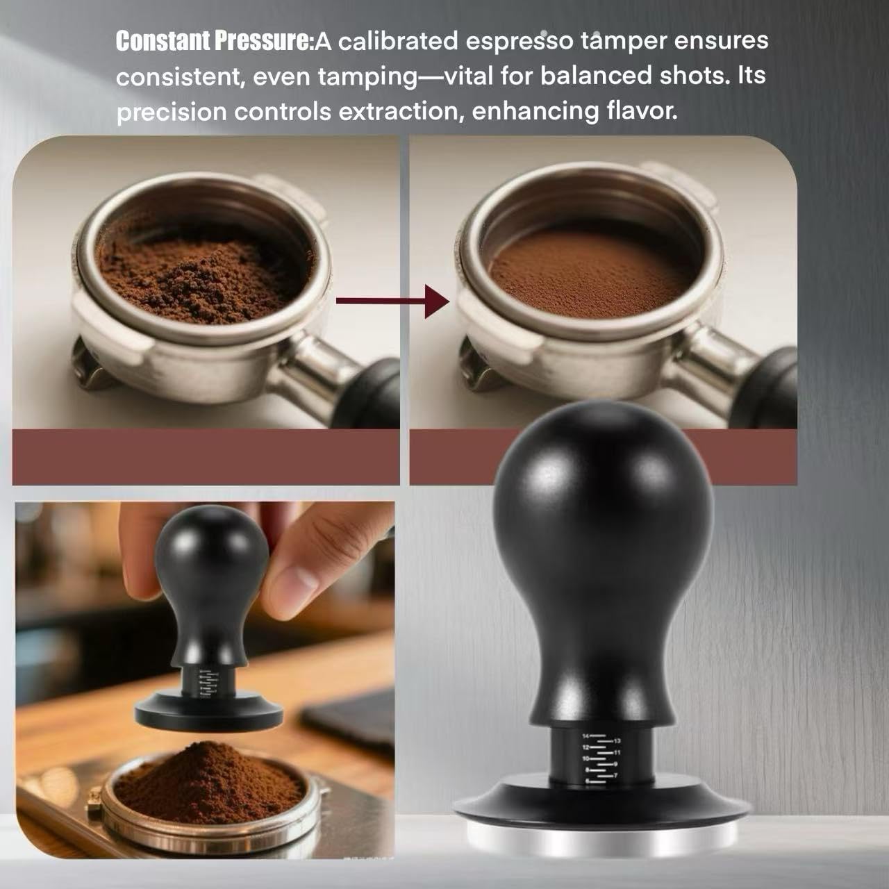 53mm Coffee Tamper & Distributor Set 53mm, Espresso Tamper Set with Spring Loaded and Base, Coffee Machine Accessories 54mm Calibrated Tampers for Breville Portafilter with Coffee Cleaning Brush