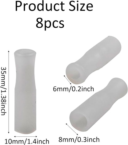 pson 8Pcs Silicone Straw Tips, Food Grade Reusable Anti-Scald/Cold Straw Covers Fit for 8mm Stainless Steel Straws(White)