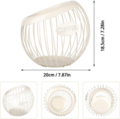 Stainless Steel Cup Coffee Basket pods holder Sturdy for Home or Office Kitchen Counter Organizer Espresso Capsule (WHITE)