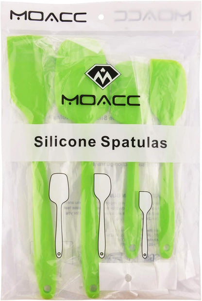 Silicone Spatulas Set, Rubber Spoon Spatula Heat Resistant Spoonula One Piece Design Seamless Spatula Non-Stick Scrapers Baking Mixing Tool (Green Set)