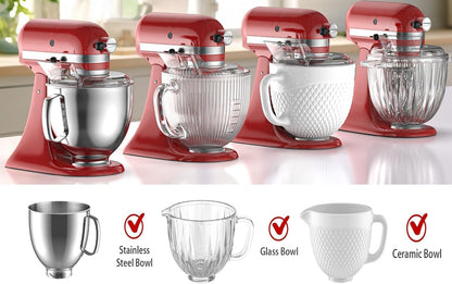 Grouarty Tilt-Head Stand Mixer Pouring Shield – Universal Splash Guard Compatible with 6-7QT Stainless Steel, Glass & Ceramic Bowls, Secure Fit Design