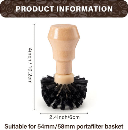 Coffee Portafilter Basket Cleaning Brush, Stiff Bristles and Wood Handle Coffee Accessories, Coffee Filter Brush Fits for 54mm/58mm Espresso Barista Machine Cleaning Tool