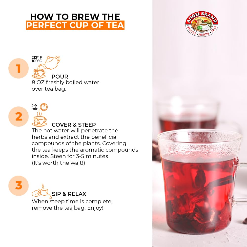 Angel Brand Sorrel Tea Bags 25 – Pack of 3 – Hibiscus Flower Tea for Refreshing Flavor &