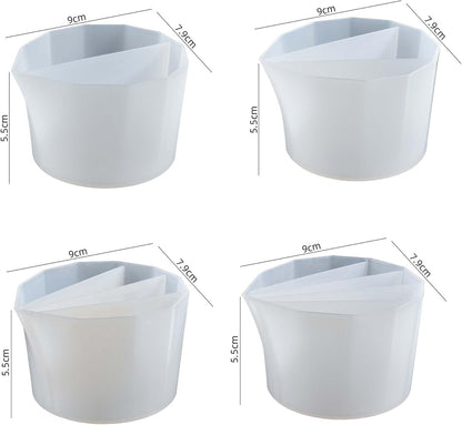 4 Pack Portion Cup Resin Color Mixing Silicone Split Cup for Casting Mold, Soap Making, Candle Making, Home Decor, and 3D Animal Molds