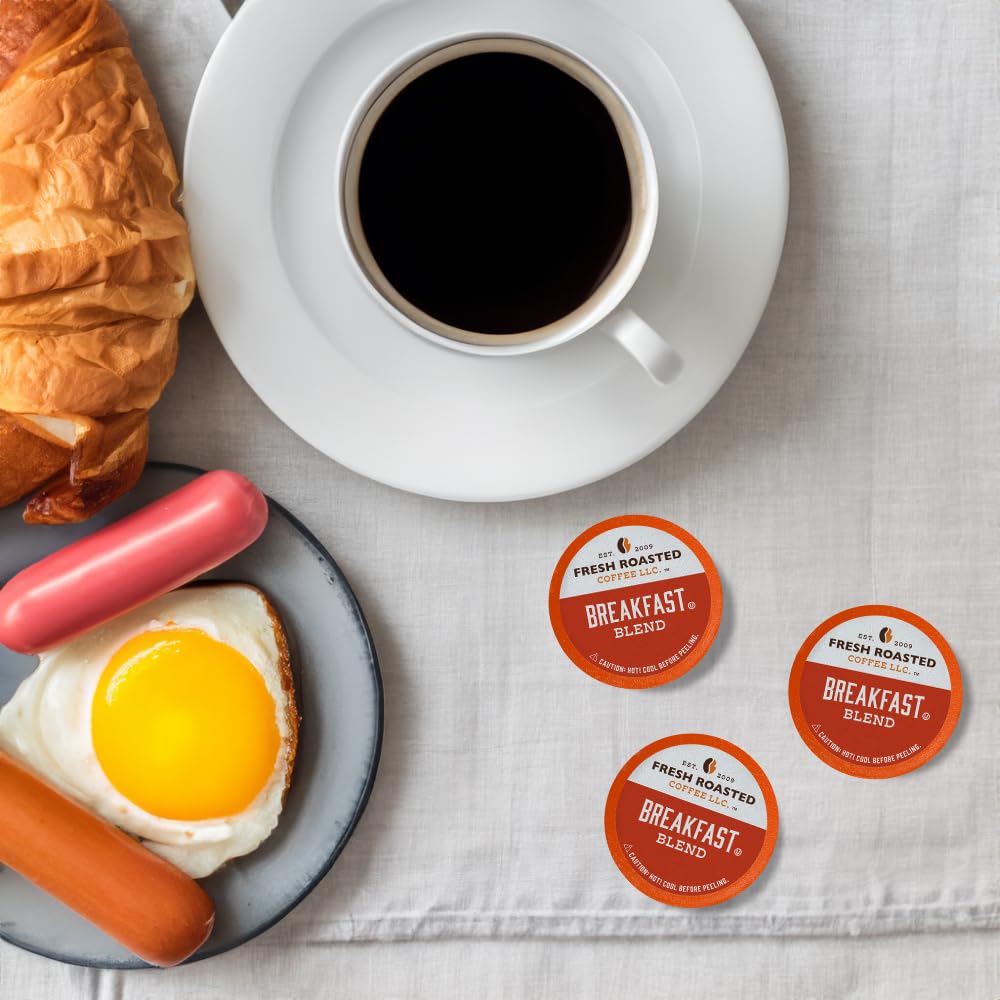 Fresh Roasted Coffee, Breakfast Blend, Light Roast, 24 Pods for K Cup Brewers