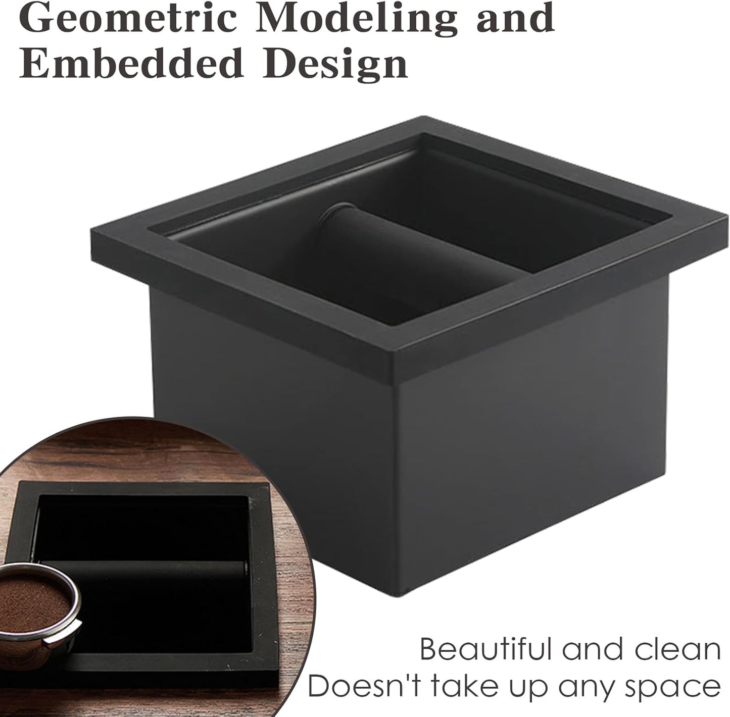Stainless Steel Coffee Ground Knock Box Chute, Built-in Desktop Waste Bucket, Bottomless Knocking Residue Box