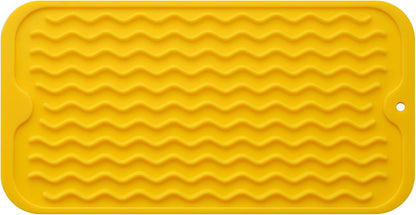 Silicone Dish Drying Mat for Multiple Usage,Easy clean,Eco-friendly,Heat-resistant Silicone Mat for Kitchen Counter or Sink,Refrigerator or Drawer Liner Yellow S 12 inches x 6 inches