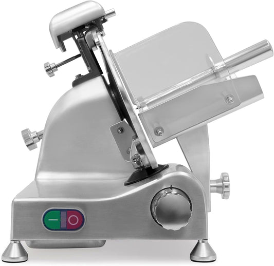 KWS Metal Collection MS-10DT Commercial 320W 10-Inch Meat Slicer Anodized Aluminum Base with Teflon Blade + Blade Removal Tool, Frozen Meat/Cheese/Food Slicer Quiet [ ETL, NSF Certified ]