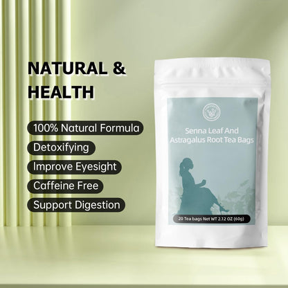 HANFANGLING Senna Leaf And Astragalus Root Tea Bag - Natural Detoxification and Beauty Herbal Tea, Support Digestion and Health, Improve Immunity and Beauty 20 Tea bags 2.12oz
