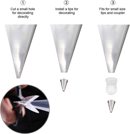 Piping Bags and Tips Set, 100PCS 12 Inch Disposable Pastry Bags with Tips Cupcake Frosting Piping Kit Cookie Decorating Supplies, Royal Icing Bags and Tips Set for Cake Decorating Baking Tools