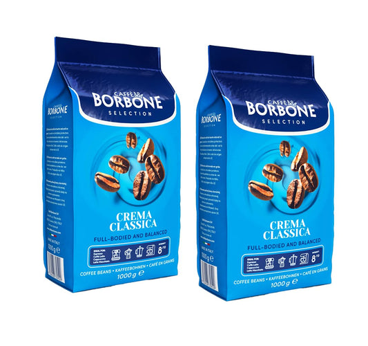 Caffe Borbone, Whole Bean Coffee Blend, Crema Classica, Medium Roast, Roasted and Freshly Packaged in Italy, 2.2 Pound Bag (Pack of 2)