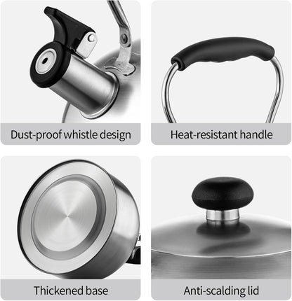 Tea Kettle – 2.64 Quart Stovetop Teapot, Stainless Steel Water Kettle for Camping & Kitchen, Foldable Handle, Gooseneck Spout – Perfect for Coffee & Tea