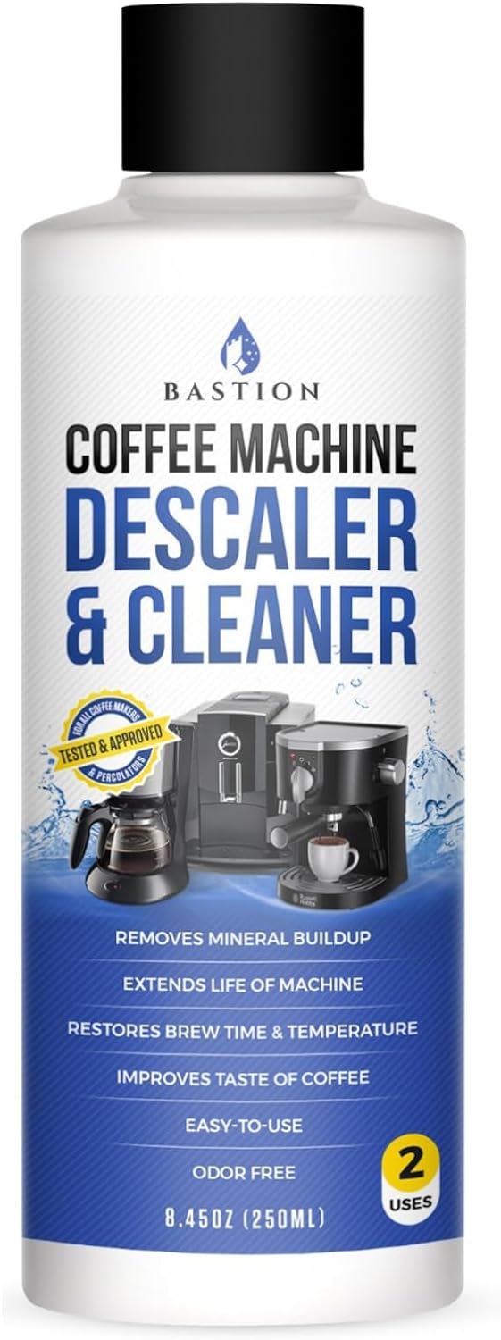 Bastion Coffee Machine Descaler & Cleaner - 2 Uses. (1 Bottle) Universal Descaling Solution Compatible with Keurig, Nespresso, Delonghi and All Single Use Coffee and Espresso Machines