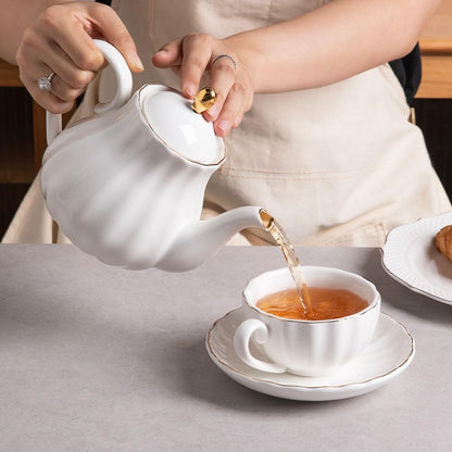 Sweejar Royal Teapot, Ceramic Tea Pot with Removable Stainless Steel Infuser, Blooming & Loose Leaf Teapot - 40 Ounce (Jade)