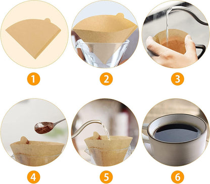 Coffee Filter, Cone Coffee Filters 2, Pour Over Coffee Filter for v60 Coffee Dripper and Drip Coffee Maker, 1-4 Cup, 100 Count, Disposable Natural Unbleached Size 02 Coffee Filters