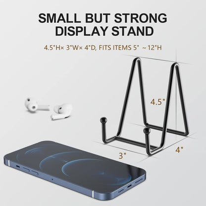 HONGYUTAI 3 Pack 4.5 Inch Plate Stands for Display Picture Stand - 4.5 Inch Vinyl Table Top Display, Metal Frame Holders Decorative Plate for Book , Picture, Photo and Platter, Tabletop Art, Black