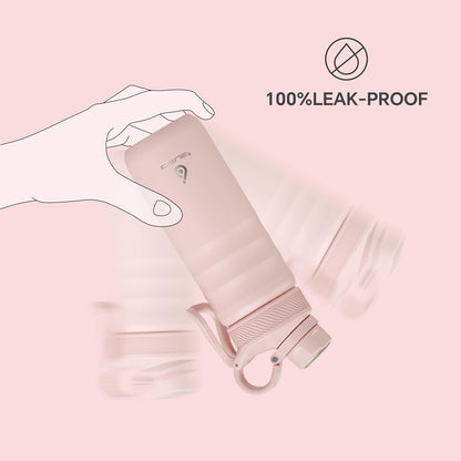 IDEUS Insulated Stainless Steel Water Bottle with 2 Leak-Proof Lids, Thermal Water Flask for Hiking Biking, 18oz, Light Pink