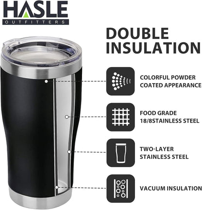 HASLE OUTFITTERS 20 oz Tumbler Bulk, Stainless Steel Tumblers with Lid, Vacuum Insulated Tumbler, Double Wall Tumbler Cup, coffee mugs, Black, 1 Pack