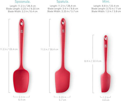 di Oro Living Silicone Spatula Set - 3-piece 600F Heat-Resistant Baking Spoon & Spatulas - Ergonomic Easy-to-Clean Seamless One-Piece Design - Pro Grade Non-stick Rubber with Stainless Steel S-Core Technology! (Red)