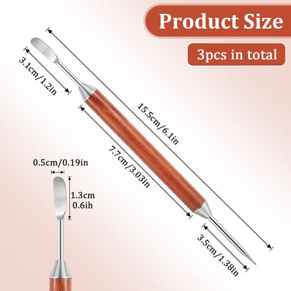 3PCS Latte Art Pen, Stainless Steel Dual-Ended Coffee Drawing Pen with Wood Handle Latte Art Tools Espresso Designs Barista Accessories Coffee Tool for Home Cafe Bar