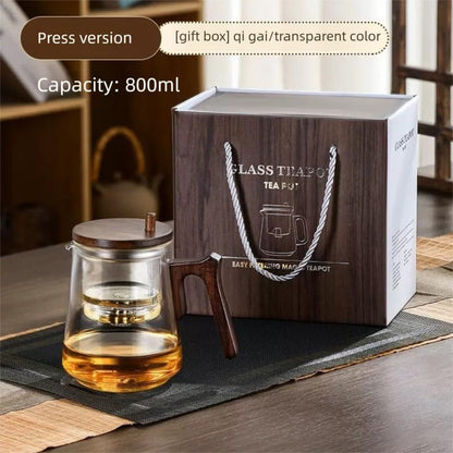 Glass Teapot with Removable Infuser, Loose Leaf Tea Brewing (7-shaped handle)