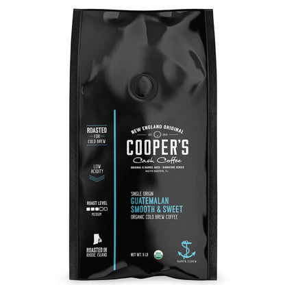 Organic Cold Brew Coffee - Guatemalan Coffee Beans Crafted For Cold Brewing - Whole Bean or Coarse Grind, Medium Roast, 5 lb