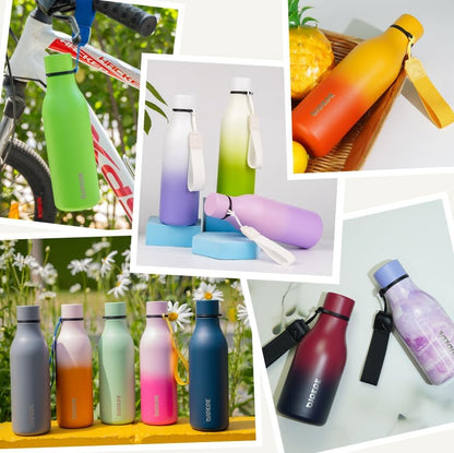 BJPKPK Insulated Water Bottles, 12oz Stainless Steel Metal Water Bottle with Strap, BPA Free Leak Proof Thermos, Mugs, Flasks, Reusable Water Bottle for Sports & Travel, Sky