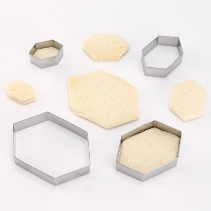 Hexagon Cookie Cutter Set 4 Sizes- 5 Inch, 4 Inch, 3 Inch, 2 Inch Stainless Steel Geometric Gem Cookie Cutters Shapes Molds