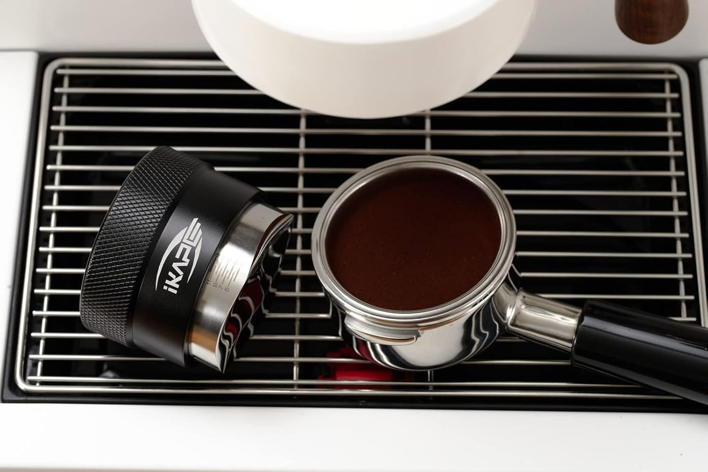 IKAPE Coffee Products, 53MM Coffee Distributor, Gravity Adaptive Espresso Distributor Fits All 54MM Espresso Portafilter, Compatible with 54MM Breville Bottomless Portafilter (Black)