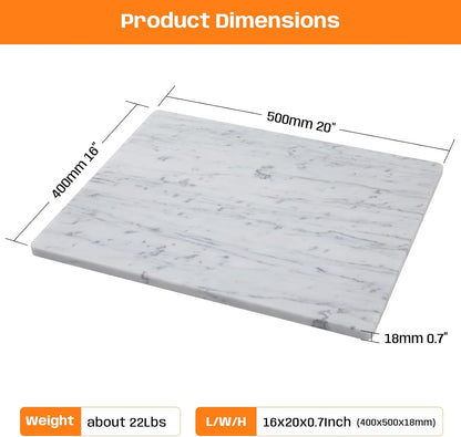Carrara White Marble Cutting Board, 16x20 Inch Large Marble Pastry Board With Non-Slip Feets-Wedding Gift, Housewarming Gifts, Pack Of 1 Piece
