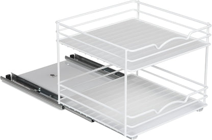 HOLDN’ STORAGE White Spice Rack Organizer for Cabinet, Heavy Duty, Pull Out Spice Rack, Lifetime Limited Warranty, Spice Organization 10.5" W x 10.4" D x 8.8" H - Spice Racks for Inside Cabinets.