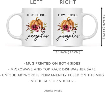 Andaz Press Fall Burgundy Marsala 11oz. Ceramic Coffee Tea Mug, Hey There Pumpkin, 1-Pack, Pumpkin Floral Graphic, Birthday, Friend, Family, Coworker, Autumn Season, Festive Holiday Ideas