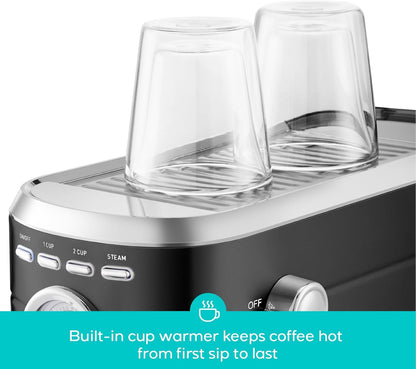 CASABREWS CM5418 Espresso Machine 20 Bar, Stainless Steel Espresso Maker with Milk Frother Steam Wand, Compact Cappuccino Machine for Home, Espresso Coffee Machine with Removable Water Tank, Black
