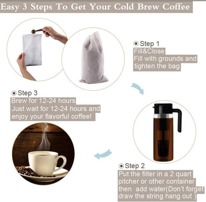 YQL Cold Brew Coffee Filter,50PCS 6X10 Inch No Mess Cold Brew Coffee Bags Disposable Mesh Brewing Bags Tea Filter Bag for Cold Brew Coffee or Tea(4x6/8x12inch Available)