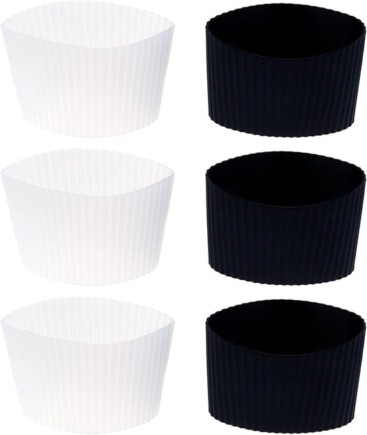 Semetall 6pcs Reusable Coffee Cup Sleeve Heat-resistant Nonslip Silicone Glass Travel Mug Cup Sleeve(Black and White)