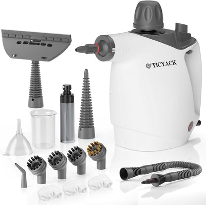Handheld Steam Cleaner, Steam Cleaner with 16 PCS Accessory & Safety Lock, 500ML Large Capacity Natural Surface Steam for Cleaning, Multipurpose Steamer for Home, Car, Bathroom, Grease (White)